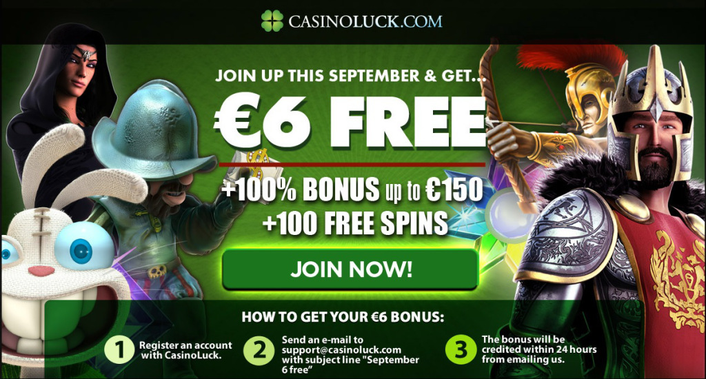 CasinoLuck €6 No Deposit Bonus Free - No Deposit Required