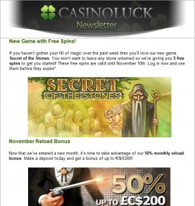 casinoluck 5 freespins