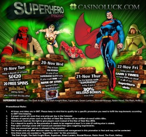 CasinoLuck Superhero promotion screenshot