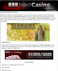 NextCasino free spins secret of stones