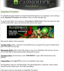 casinoluck 5 free spins no deposit