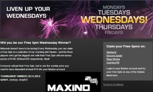 maxino free spin wednesday