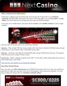 NextCasino 5 Free Spins Christmas Calendar
