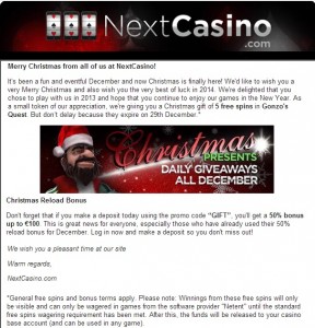 NextCasino 5 Free Spins Gonzo's Quest