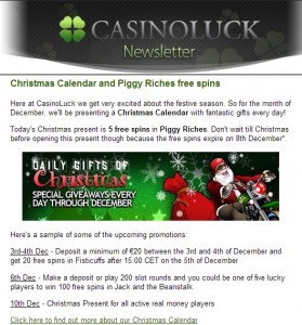 casinoluck 5 free spins on piggy riches