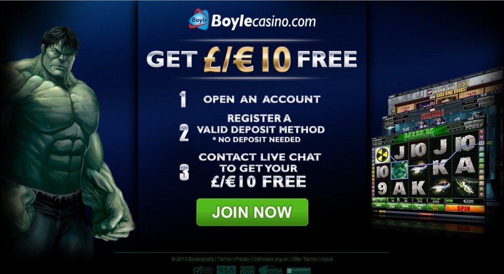 Boyle Casino €-£10 No Deposit Bonus