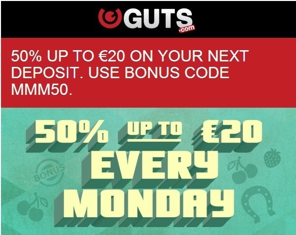 Guts Casino 50 Deposit Bonus Up To €£20