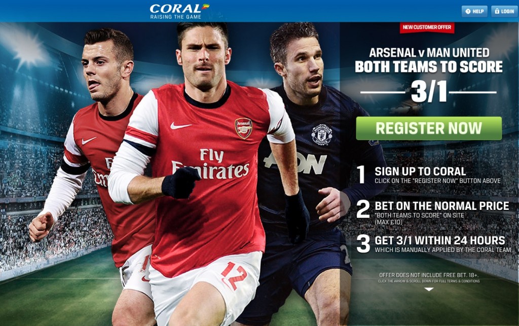 Arsenal v Manchester United Both Teams To Sco Both Teams To Score At 3-1 At Coral